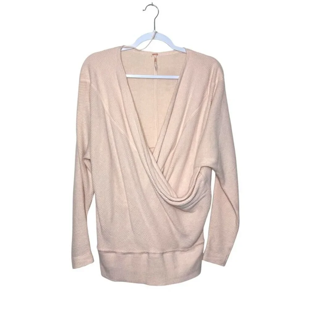Free People‎ Cozy With You Sweater Women S Champagne Toast Wrap Boho Comfy